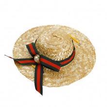 Green-red Striped Ribbon Pet Straw Hat