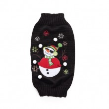 Christmas Snowman Breathable Black Pet Knit Sweater