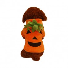 Orange Christmas Halloween Devil Pumpkin Velvet Pet Clothes Transfiguration