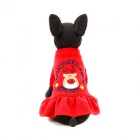 Red Cupid Elk Cotton Princess Dress Pet Clothes