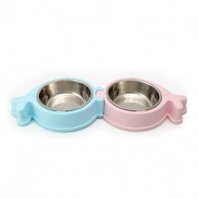 Blue And Pink Whales Separable Non-slip Environmentally Friendly Pet Bowls