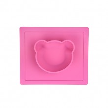 Pink Silica Gel Bear Shape Mat And Bowl Combo Pet Bowl