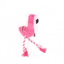 Pink Corduroy Flamingo Pet Knot Rope Toy Can Sound