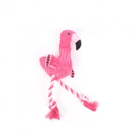 Pink Corduroy Flamingo Pet Knot Rope Toy Can Sound