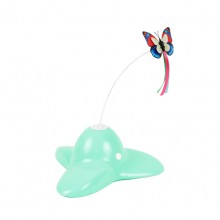 Green Triangle Chassis Electric Rotating Noctilucent Butterfly Funny Cat Toys(No Battery)