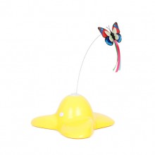 Yellow Triangle Chassis Electric Rotating Noctilucent Butterfly Funny Cat Toys(No Battery)