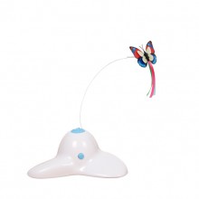 White Triangle Chassis Electric Rotating Noctilucent Butterfly Funny Cat Toys(No Battery)