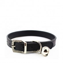 Fine Sheep Skin Black Pet Bell Pet Collar