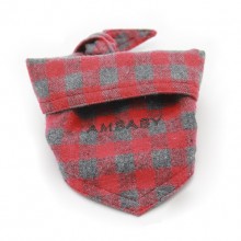 Embroidery Red Plaid Pet Triangle Scarf