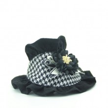 Pet Black Houndstooth Flower Bibs