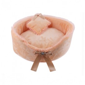 Champagne Oval Lace Side Pet Cotton Nest