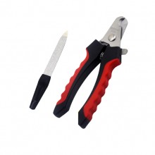Red Rubber Handle Stainless Steel Nail Clippers Pet Pliers Mill A File