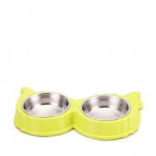 Green Angel Wings Shape Stainless Steel Pet Bowl