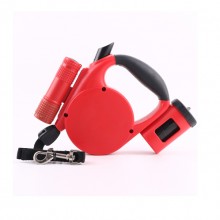 Red Automatic Retractable Nylon Pet Traction Rope With LED Lights